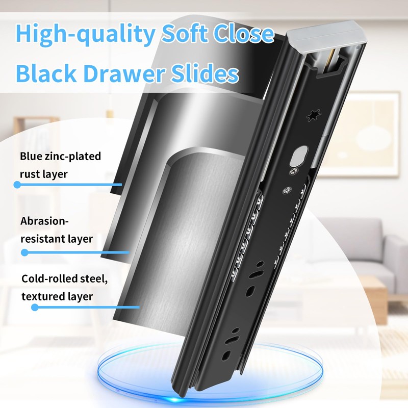 VAGUDE Soft Close Drawer Slides 1 Pair Full Extension 12