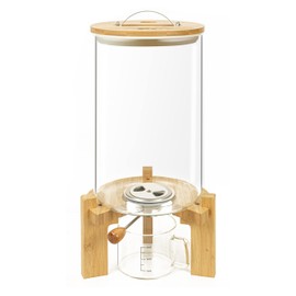 L'ÉPICÉA Glass Rice Dispenser with Bamboo Stand, Large Airtight Rice Storage Container, Cereal/Grain/Coffee Bean/Dry Food Dispenser Countertop, Rice Holder, Rice Bin