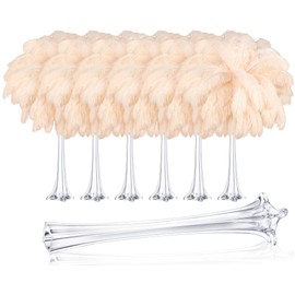 meekoo 6 Pcs Eiffel Tower Vases for Centerpieces with Ostrich Feathers 20 Inch Tall Skinny Clear Glass Extra Large Long Flower Vase for Wedding Flower Arrangement Home Decoration(Champagne)