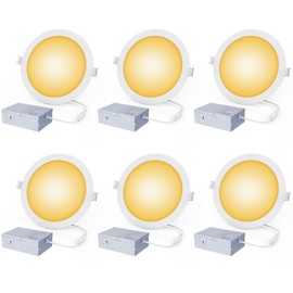 xingruyu 6 Pack 7 Inch Ultra-Thin LED Recessed Ceiling Light with Junction Box, 3000K 18W Eqv 135W, 5%-100% Dimmable Downlight,1800LM High Brightness LED Recessed Light for Office Home Kitchen