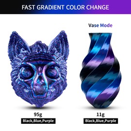 ERYONE Silk Twist Rainbow 3D Printer PLA Filament 1.75 +/-0.03mm, Shiny Multicolor Filament PLA 1KG(2.2LBS), Obsidian (Black Blue Purple)