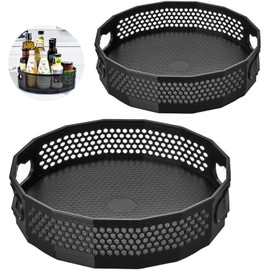 2 Platos giratorios Lazy Susan, Organizador Giratorio, Negro, Panal de Abeja, Estante Giratorio para Especias, Soporte para Especias de Cocina,