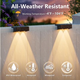 VOLISUN Solar Deck Lights 4 Pack, Warm White, Cool White and RGB Color Glow LED Large Size Lamp, IP65 Waterproof Solar Fence Lights Outdoor for Step, Patio, Fence, Railing, Wall, Stairs