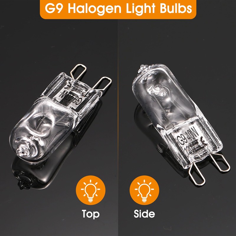 EvaStary G9 Halogen Light Bulbs 2 pin 120V 40W, Dimmable