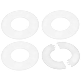 PATIKIL Wall Split Flange 2.52"/64mm, 4Pcs ABS Round Self-Adhesive Escutcheon Plate Cover Buckle for Water Pipe Faucet Decoration, White