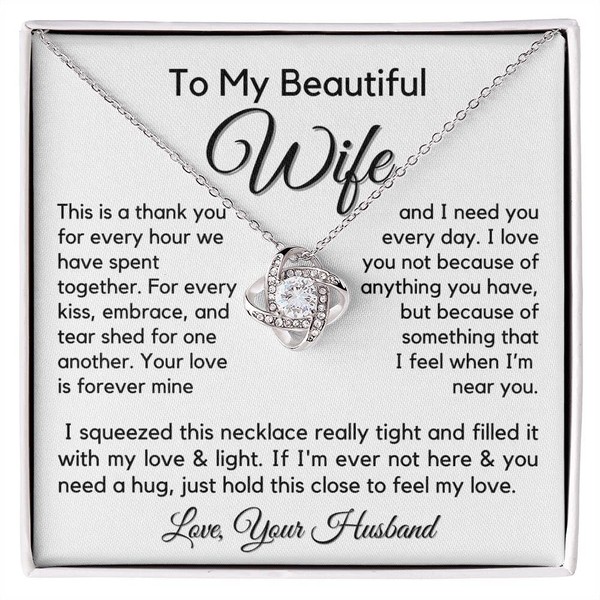 Wife Love Knot Necklace - Wife Birthday Gift Ideas, Womens