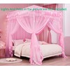 Rosa princesa 4 esquinas Post cama cortina dosel mosquitero, Rosado, Queen
