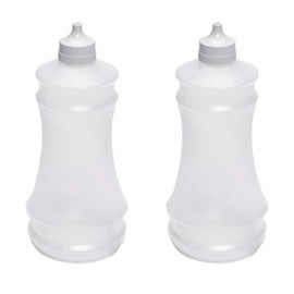 CateringBase Ltd Vinegar Dispenser Squeezable Bottles, 375ml, White, Set of 2, Traditional Fish and Chip Shop Style