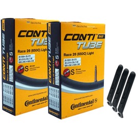 pneugo! Continental Bicycle Inner Tubes 26 Inch Sclaverand 20-559/25-571 (Race Light) + 3 Tyre Levers Set of 2