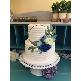 Rinlong - Decoración para tartas, decoración de flores, color azul marino, para decoración de pasteles, boda, bautismo y cumpleaños