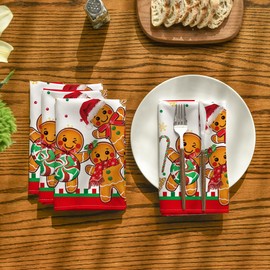 Horaldaily Christmas Cloth Napkins 18 x 18 Inch, Cute Christmas Bear Ball Ornaments Party Dinner Decoration Washable Napkins Set of 4