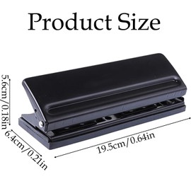 Kongming 6 Hole Hole Punch Black Metal Adjustable Spacing Binder Puncher with 8 Sheets Punching Capacity for A3 A4 A5 A6 B3 B4 B5 B6 B7 Size 6 Ring Binder Daily Planner Family Book