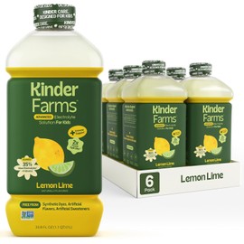 KinderLyte Advanced Electrolyte Solution for Kids and Adults - Hydration Drink (Lemon Lime, 6 Count), With PreMax Prebiotics, No Artificial Sweeteners or Flavors, No Synthetic Dyes