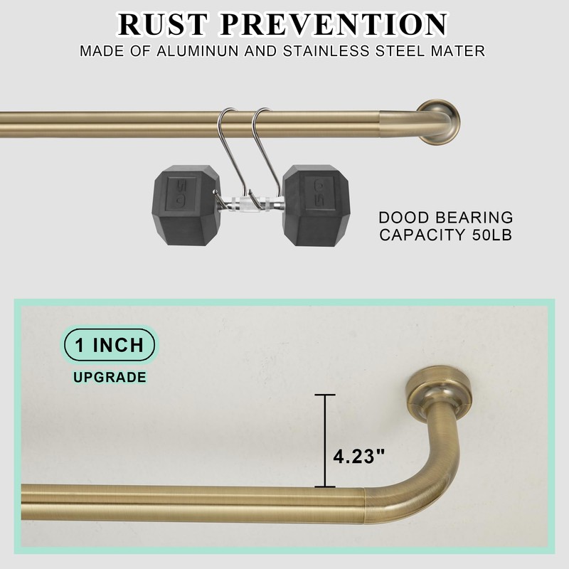 Antique Bronze Curtain Rod - 28-56" with 1" Diameter Discs,