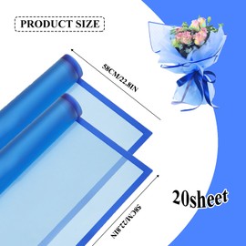 Gloreyan 20 Sheets Blue Flower Wrapping Paper, Florist Bouquet DIY Craft Fresh Flower Wrapping Paper with Blue Border Waterproof Floral Wrapping Gift Box Packaging Material Florist Supplies