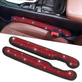 ToBeQueen Car Seat Gap Filler Red Bling Car Accessories for Women Universal Fit for Car Truck SUV, 2 Pack Handmade Crystal Rhinestone Diamond Bling Gap Filler(Red)