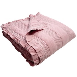 100% Cotton Patterned Bed Coverlet, Blanket – Twin Size Bed 63 x 83” - Pigment Washed Soft & Breathable Quilted Blankets for Bed and Couch – Lightweight Bed Coverlet for All Seasons (Indy Pink)