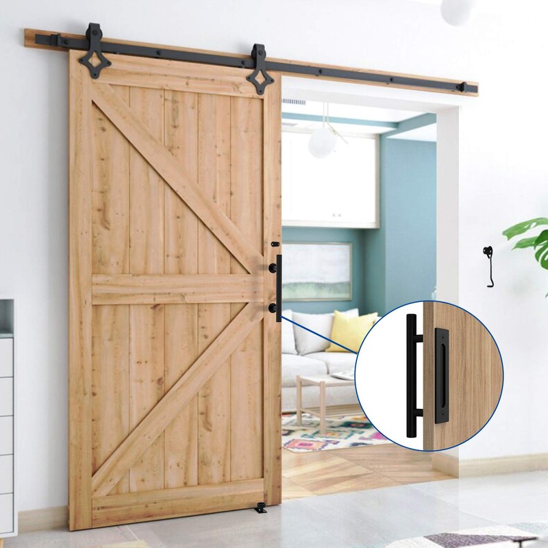 Orgerphy Black 12 Inch Barn Door Handle with Latch and