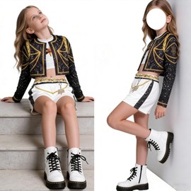 AOTYP Girls Idol Cosplay Costume, Stage Costume, For Kids, Girls, Korean, Hip Hop Cosplay, Dance, Halloween Costume, Rumi, Disguise, Costume, Stage Wear, Cultural Festival, School Festival, Event