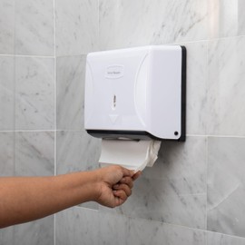 Mind Reader Paper Towel Dispenser, Tri-Fold Towel Holder, Restroom, Wall Mount, Bathroom, 10.25"L x 3.75"W x 8"H, White