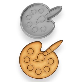Paint Palette Cookie Cutter & Stamp Set (4x3.29 Inches) - Artist Baking Tool for Creative Treats