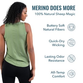 Women's Merino Crew Tank by Woolly | RWS Certified | Soft, Stink Free, Seattle Designed - Black - M