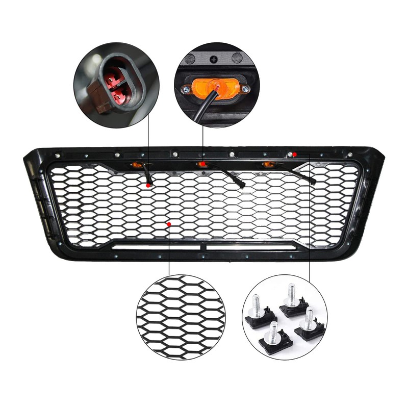 Front Grille Raptor Style Grille with Led Lights for 2004-2008