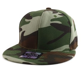 Trendy Apparel Shop Big Size Oversized Flat Bill Baseball Fitted Cap - Camo - 8