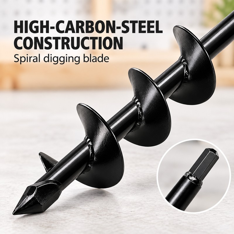 High Carbon Steel Garden Auger Drill Bit for Planting, 8