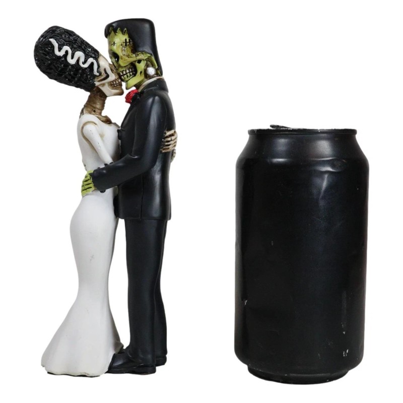 Ebros DOD True Love Kiss Skeleton Frankenstein Bride and Groom
