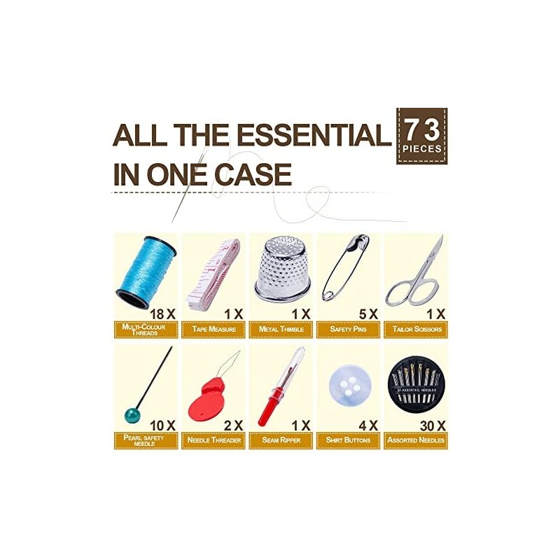 HOUSEEIGHT Small Sewing Kit-73 Pcs Needle & Thread Kit Includes