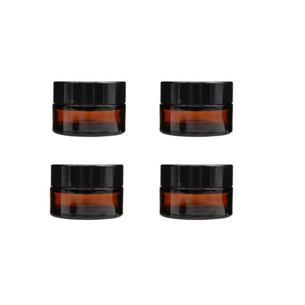4PCS Brown Glass Face Cream Bottles With Screw Cap And Liner- Cosmetic Makeup Lotion Storage Container Jar Pot (5G)