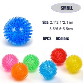 HUIQIHANG 6 PCS Squeaky Dog Ball Toys, Rubber Pointy Dogs Toy Balls, Suitable Squeaky for Teething Puppies and Small and Medium-Sized Dogs, Small Float Balls, Dogs to Play, Pet Teeth Cleaning-(S)