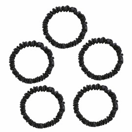 Silk Skinnie Scrunchies 100% Pure 22 Momme Mulberry Silk Hair ties for Women Hair Friendly Luxurious Elastic Scrunchies Set(5 Scrunchies black)