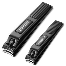 Nail Clippers Manicure Set, Toenail Clippers and Fingernail Clippers, Sharp and Durable Stainless Steel Nail Cutter w/Metal Case for Men and Women, Black