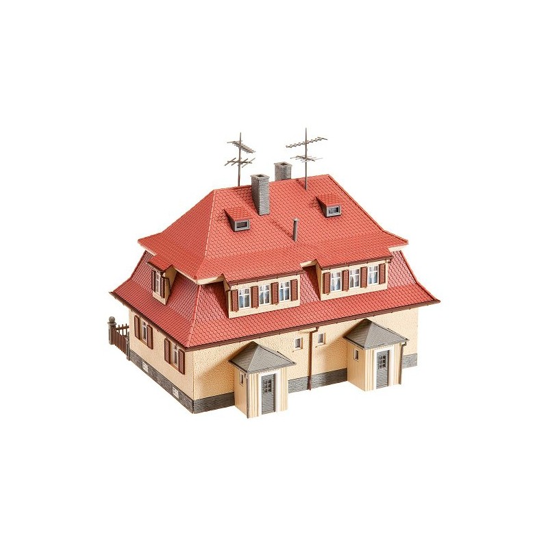 FALLER FA130464 - Siedlungs-Doppelhaus (Klinker), Braun, Beige, Grau