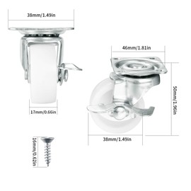 Swivel Castors Wheels, 4 Pcs Nylon Heavy Duty Moving Caster Wheels, Swivel Wheels with Double Ball Bearings Swivel Head, Trolley Furniture Wheels with Screws - Max 80 Kg per Set