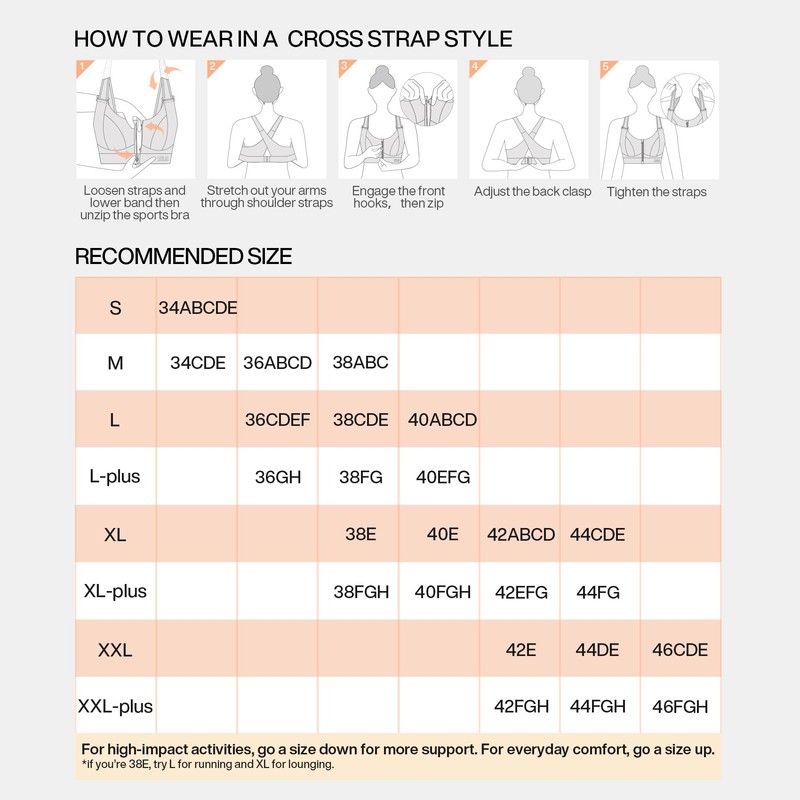 VFUS High Impact Sports Bras for Women Adjustable Zip Front