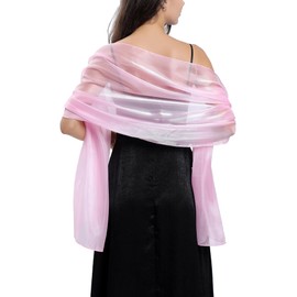 Women Wedding Shawl for Evening Dresses Elegant Soft Silky Sparkly Lightweight Travel Bridal Scarf Pink