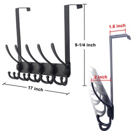 Dseap Over The Door Hook Hanger - 5 Tri Hooks, Heavy Duty Over The Door Towel Rack Coat Rack for Clothes Hat Towel, Black, 2 Packs