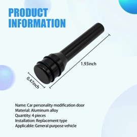 Irinidig 4 PCS Car Door Lock Knobs, 1.93" x 0.47" Alloy Material Inner Door Lock Pull Pins, Automotive Pull Pins Decor Modification Accessories, Compatible with Most Cars, Trucks, SUVs, RVs (Black)