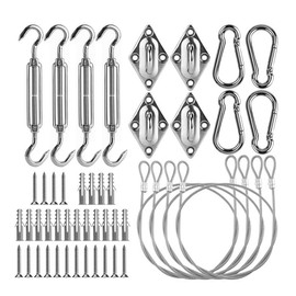 ZONADAH 5mm 304 Stainless Steel Wire Awning Attachment 44pcs Set, Heavy Duty Sun Shade Sail Canopy Hardware Kit for Triangle and Square, Rectangle, Pergola Fixing Accessories Backyard Swimming Pool