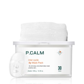 P.CALM Barrier Cycle Daily Sheet Mask Pack 30 Días | Mascarilla Coreana De Tratamiento Hidratante Diario No Comedogénico Para Piel Sensible | Vegana Sin Crueldad