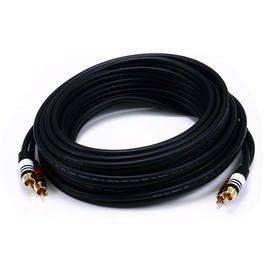 Monoprice 1.5ft Premium 2 RCA Plug/2 RCA Plug M/M 22AWG Cable - Black - (105346)