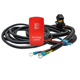 OZ-USA 10ft Power Busbar Wire Harness Kit + OFFROAD Lights Red Rocker Switch for Can-Am