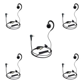 PROMAXPOWER [5-Pack] 1-Wire C-Shape Swivel Earpiece Headset with PTT Button Mic for Motorola Two-Way Radio Walkie Talkies CP100, CP200D, CLS1110, CLS1410, EP450, GP308, RDM2070d