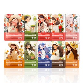 FeiCuiYun Girl Character Sheet Masks, Spa Party Facial Mask Skincare Set, Sheet Masks Skin Care, Moisturize Brighten Soothe for All Skin Types, Christmas Birthday Gifts for Women Men Girls, (10Pcs)