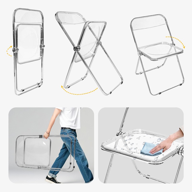 Canglong Folding Chair 2 Pack, Foldable Chairs with Sturdy Metal