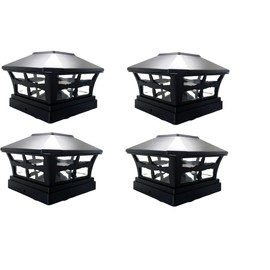JAYXC HOME Solar Super Bright SMD LED 28 Lumen Outdoor Post Cap Lights for 6x6 PVC, Vinyl, or Plastic Post (Black Finish Color) (Set of 4 Lights)