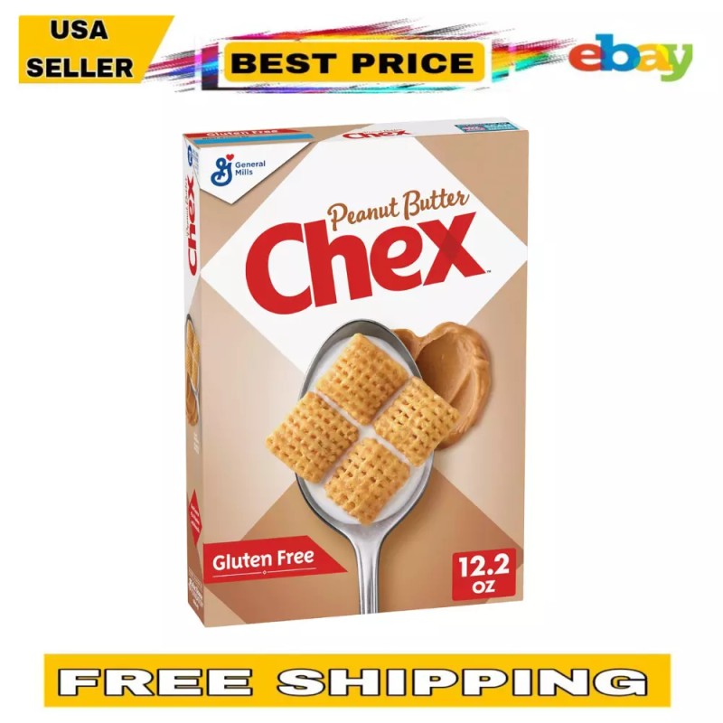 Chex Peanut Butter Cereal, Gluten-Free Breakfast, Whole Grain, 12.2 OZ